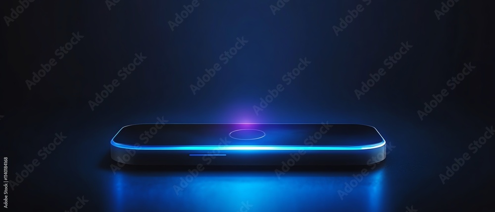 Poster a futuristic phone with a holographic ai assistant projecting from the screen, minimalist design, pe