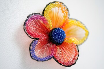 Vibrant wire-wrapped flower beading art piece