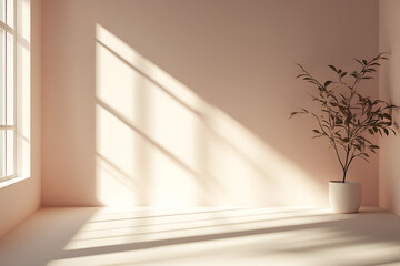 empty room with a window and flower