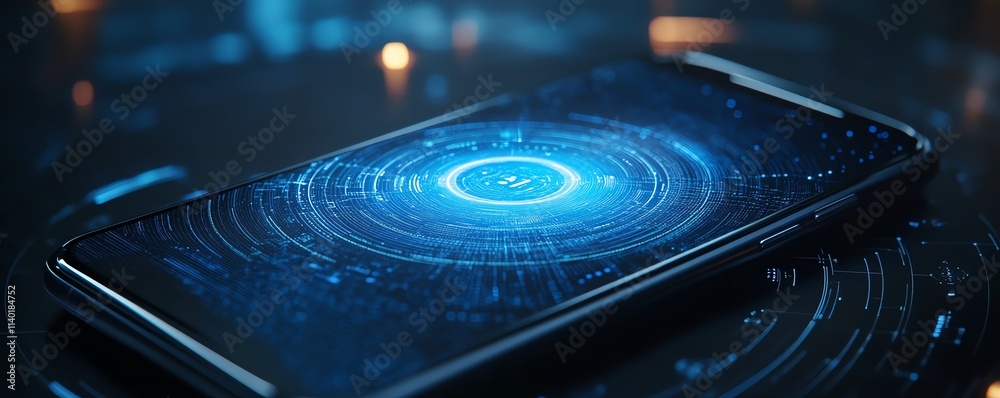 Leinwandbilder a glowing holographic ai assistant projected from a phone, blending artificial intelligence with a m