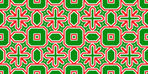 Seamless pattern banner red and green. Festive red and green Christmas pattern. Merry Christmas. Happy New Year.