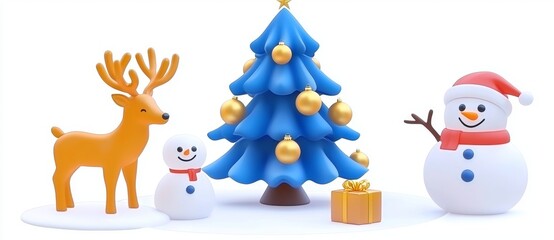 Naklejka premium The concept of Christmas decorations isolated on a white background in 3D