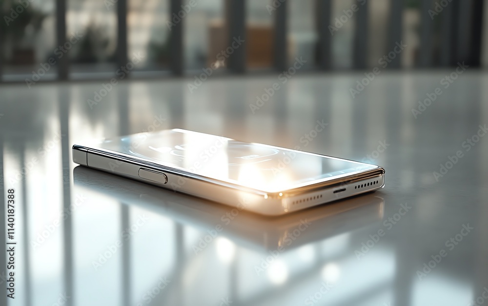 Poster A sleek smartphone projecting a floating holographic AI assistant, blending advanced artificial intelligence with minimalist design, futuristic and personalized, 8K quality