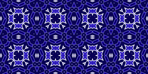 Seamless pattern banner blue and white. Merry Christmas. Happy New Year. Frost and snowflakes pattern