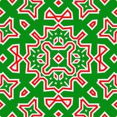 Seamless square pattern red and green. Christmas pattern green and red. Merry Christmas. Happy New Year.