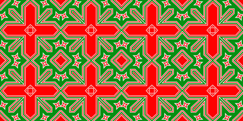 Seamless pattern banner red and green. Festive red and green Christmas pattern. Merry Christmas. Happy New Year.