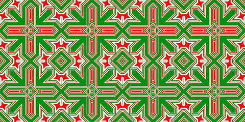 Seamless pattern banner red and green. Festive red and green Christmas pattern. Merry Christmas. Happy New Year.