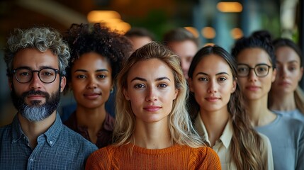 Obraz premium Collage in grids showcasing ethnic diversity and professional backgrounds, with varied ages and genders, posing for the camera in home and office environments, sharp details, bright colors 