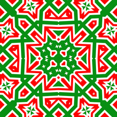 Seamless square pattern red and green. Christmas pattern green and red. Merry Christmas. Happy New Year.