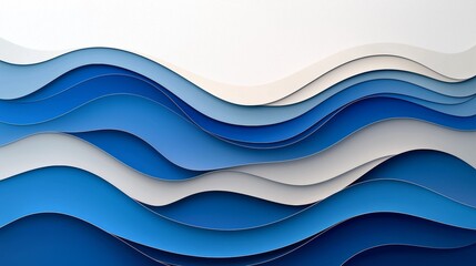 Fototapeta premium An elegant abstract pattern showcasing serene, flowing blue waves on a white backdrop, evoking a feeling of movement and peace.