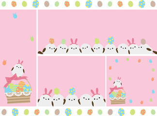 かわいいシマエナガとイースターの背景4種セット