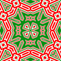 Seamless square pattern red and green. Christmas pattern green and red. Merry Christmas. Happy New Year.