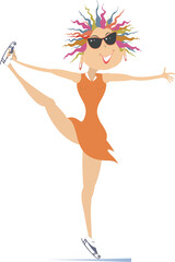 Beautiful young woman ice skating. 
Winter activities concept. Smiling young woman ice skating
