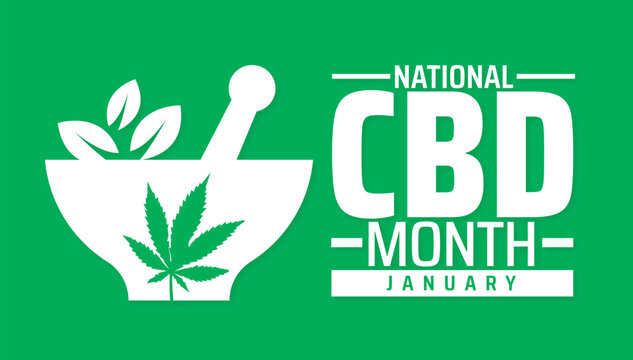 National CBD Month background banner or poster design template. observed every year in January. Holiday concept. Use to any Template, card, poster, placard, template.