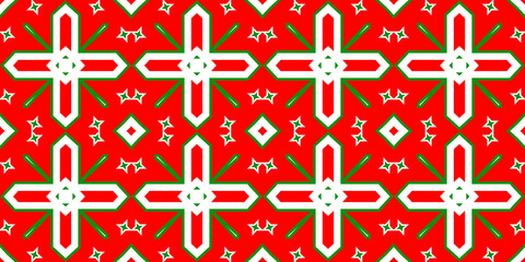 Seamless pattern banner red and green. Festive red and green Christmas pattern. Merry Christmas. Happy New Year.