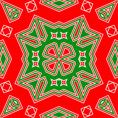 Seamless square pattern red and green. Christmas pattern green and red. Merry Christmas. Happy New Year.