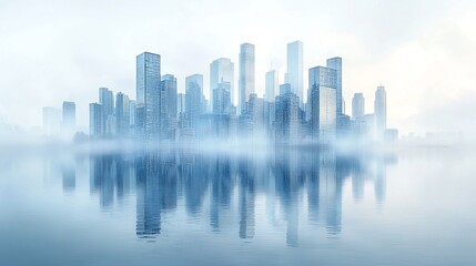 Fototapeta premium Futuristic Cityscape Reflecting Financial Growth and Development