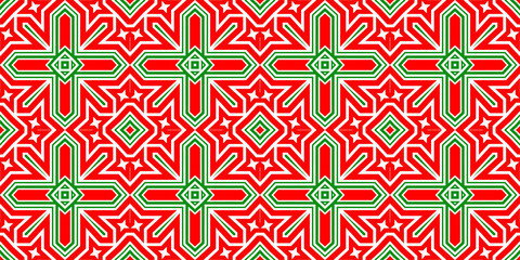 Seamless pattern banner red and green. Festive red and green Christmas pattern. Merry Christmas. Happy New Year.