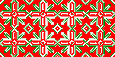 Seamless pattern banner red and green. Festive red and green Christmas pattern. Merry Christmas. Happy New Year.