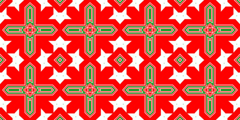 Obraz premium Seamless pattern banner red and green. Festive red and green Christmas pattern. Merry Christmas. Happy New Year.
