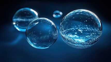 Abstract Glass Molecules Floating Blue Fluid Representing Role Molecular Research Chemistry Biotechnology Advancing Science Medicine Environmental Solutions