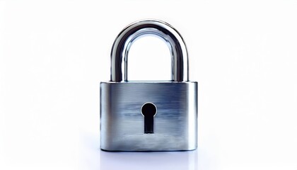 Shiny Metallic Silver Padlock with Keyhole on White Background. Security, Protection, Privacy Concept for Online Data Safety, Physical Locks, Access Control, and Anti Theft Solutions