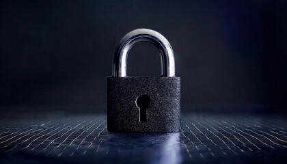 Fototapeta premium Close-up of a Secure Steel Padlock Symbolizing Cybersecurity and Data Protection on a Digital Circuit Board with Futuristic Technology Background. Concept of Privacy, Safety, and Online Security