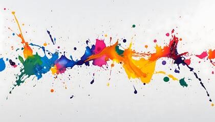 Paint splatter in different colors on a white background