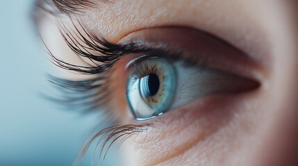Close-up shot of human blue eye