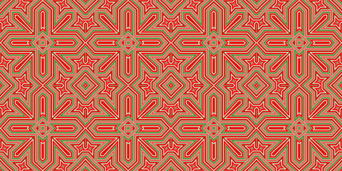 Seamless pattern banner red and green. Festive red and green Christmas pattern. Merry Christmas. Happy New Year.