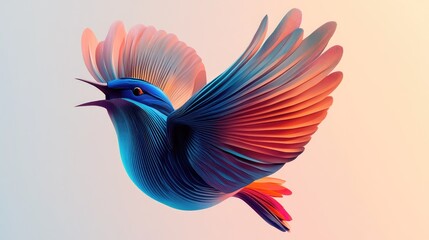 Obraz premium Abstract colorful bird in flight, vibrant wings, digital art.