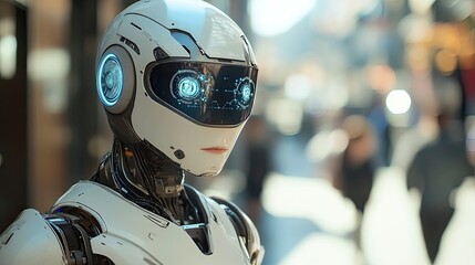 Artificial Intelligence Robot Digital Technology Engineer Security futuristic concept depicting role digital technology security advancements sustainable environmental technology innovations