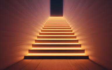 An abstract staircase, each step glowing brighter as it ascends toward a radiant endpoint
