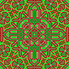 Seamless square pattern red and green. Christmas pattern green and red. Merry Christmas. Happy New Year.