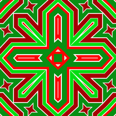 Seamless square pattern red and green. Christmas pattern green and red. Merry Christmas. Happy New Year.
