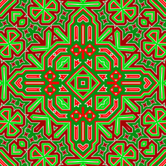 Seamless square pattern red and green. Christmas pattern green and red. Merry Christmas. Happy New Year.