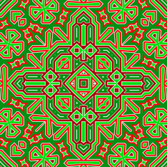 Seamless square pattern red and green. Christmas pattern green and red. Merry Christmas. Happy New Year.
