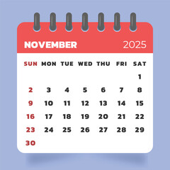 Letter Calendar 2025 November