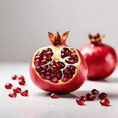 Fresh Juicy Pomegranate with Water Droplets - Vibrant Red Fruit Rich in Antioxidants and Nutrients