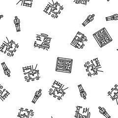 hospitality hotel service vector seamless pattern thin line illustration