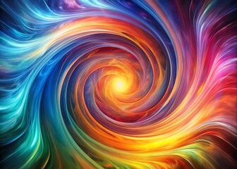 Obraz premium Abstract Vortex Energy: Swirling Colors, Futuristic Depth, Digital Art, AI Generated