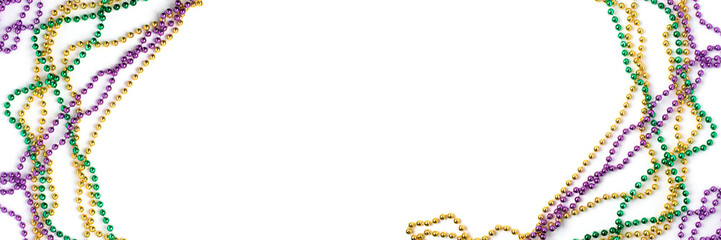 Mardi Gras beads isolated on white background © Anna
