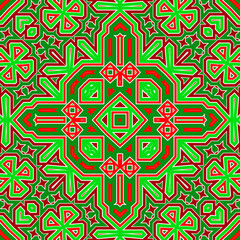 Seamless square pattern red and green. Christmas pattern green and red. Merry Christmas. Happy New Year.