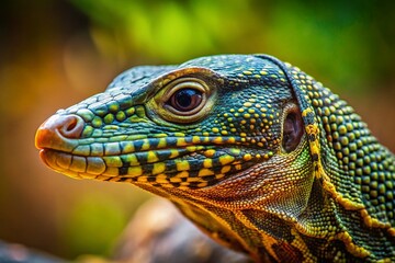 Fototapeta premium Ackie Monitor Lizard Minimalist Photography: Stunning Reptile Portrait, Desert Wildlife, Scaly Skin Texture, Close-up Reptile, Australian Lizard,