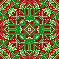 Seamless square pattern red and green. Christmas pattern green and red. Merry Christmas. Happy New Year.