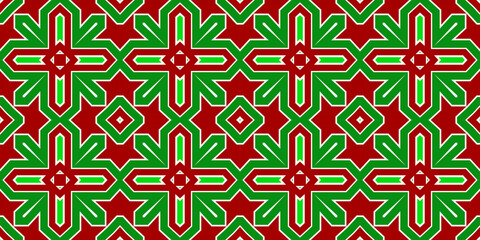 Seamless pattern banner red and green. Festive red and green Christmas pattern. Merry Christmas. Happy New Year.