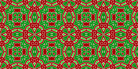 Seamless pattern banner red and green. Festive red and green Christmas pattern. Merry Christmas. Happy New Year.