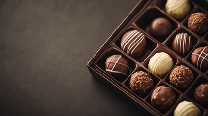 Artisanal chocolate delight gourmet store product showcase elegant setting overhead view indulgent experience