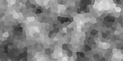 Black & white broken quartz stained glass & seamless pattern vintage background. Crystal Voronoi Diagram Background for Website, Fabric Printing, Brochures. Geometric retro pattern broken quartz cryst