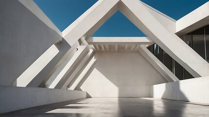 Fototapeta premium Minimalist White Building with Geometric Shadows 